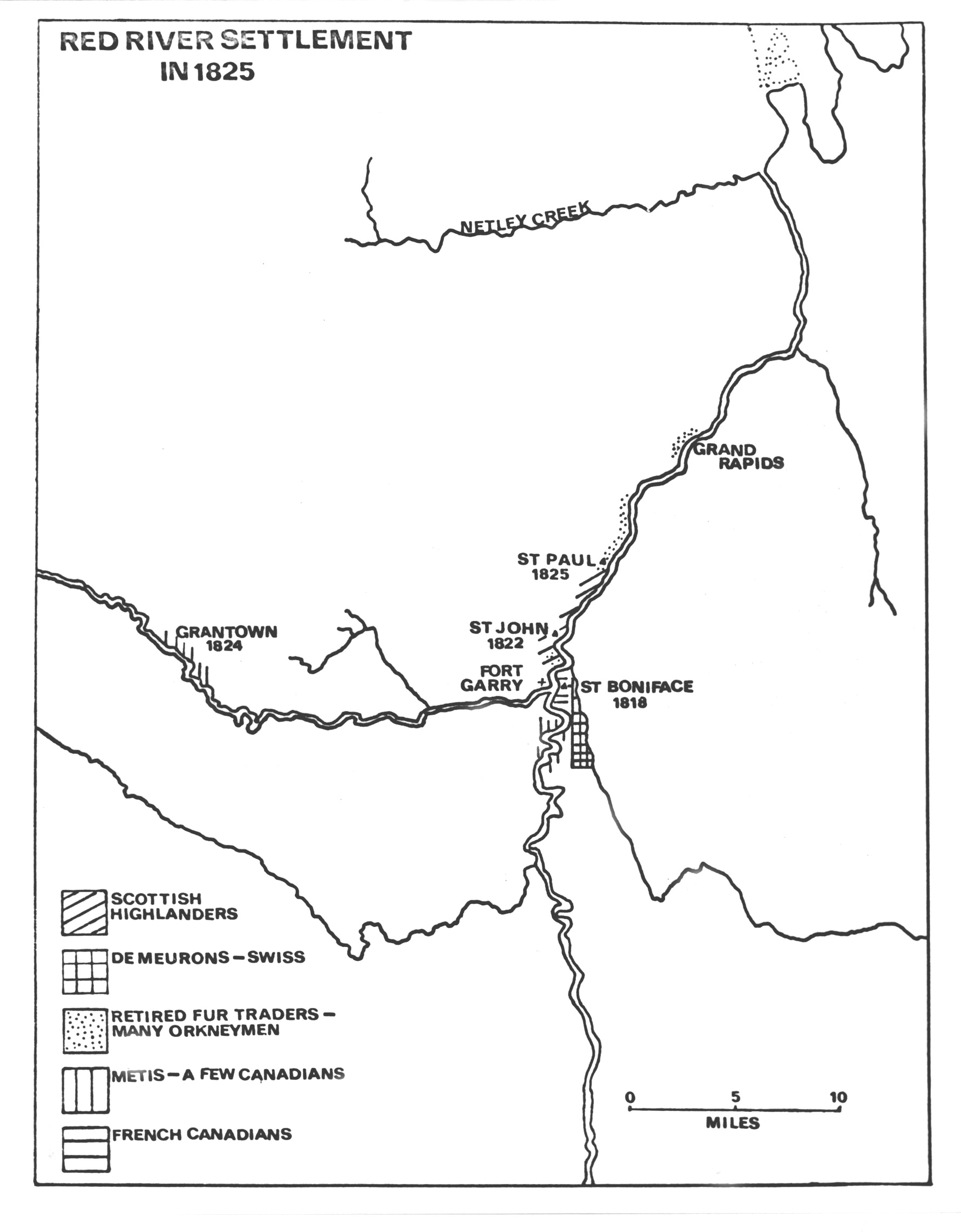 Map of Red River Settlement in 1825