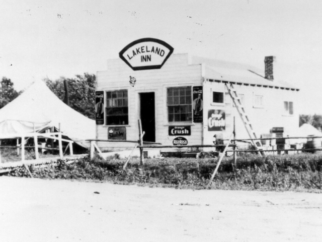 Cafe in Beaconia. Tents are for crew putting in telephone line to Grand Beach