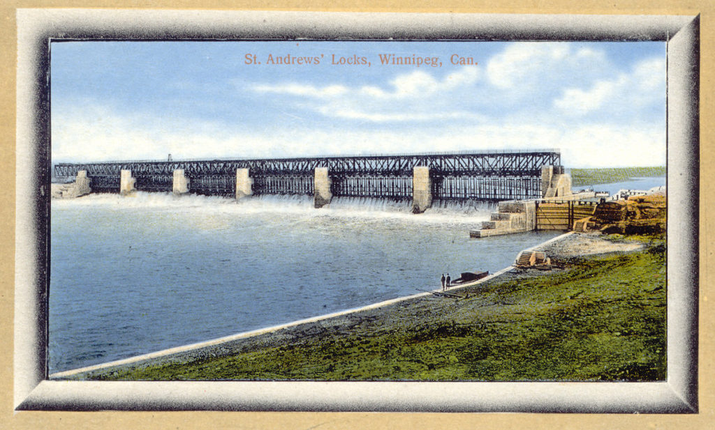 1915c Lockport dam colour postcard 