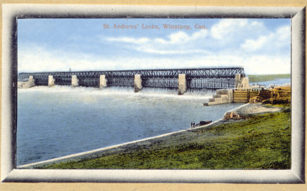 1915c Lockport dam colour postcard