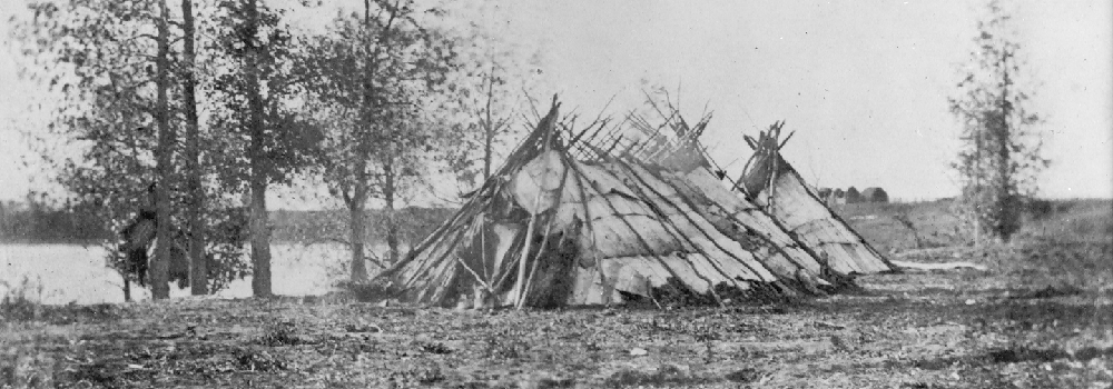 Ojibwa tents near middle Red River Settlement, 1858. Source Manitoba Archives