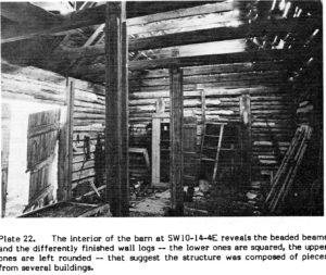 Interior of a log barn, St. Clements