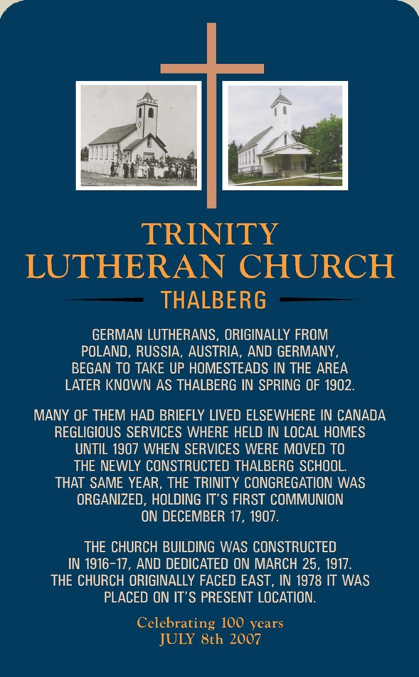 Trinity Lutheran Church Thalberg Sign