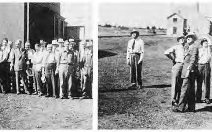 Dieclo B and senior staff of Searle Grain Co. visiting the farm in 1943 A group of visitors at the Grain Elevator